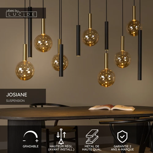 Lucide JOSIANE - Suspension - 7xG9,5xGU10M - Noir - USP